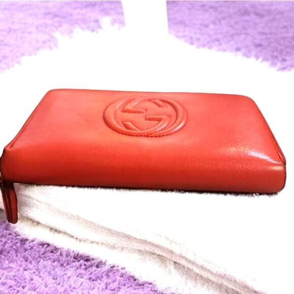 Gucci Soho Zip Around Leather Wallet In Great CONDITION Dark Orange - Picture 3 of 13